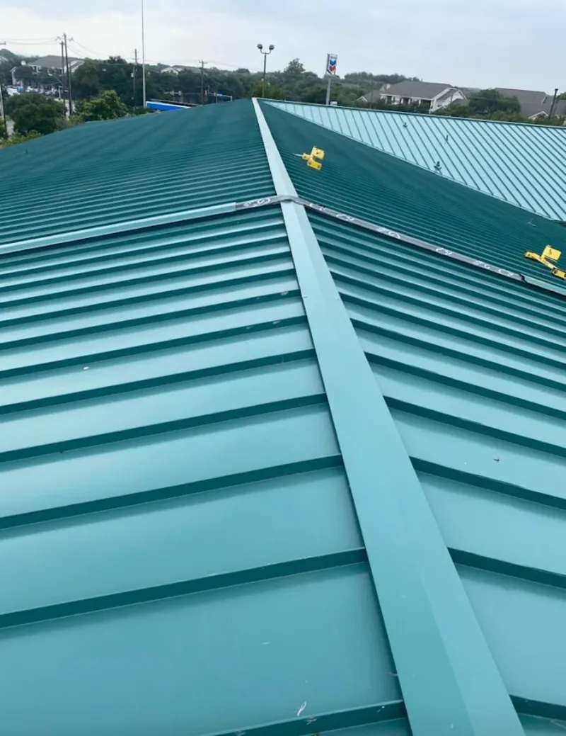 Green commercial metal roof ridge and valley for Metal Roof Repair in Solvang